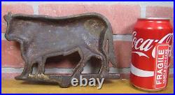 Antique Cast Iron COW BULL Butcher Shop Farm Trade Sign Topper Orig Old Paint Ad