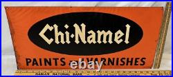 Antique Chi-namel Paint Varnish Tin Litho Sign Stout St Louis Country Store