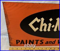 Antique Chi-namel Paint Varnish Tin Litho Sign Stout St Louis Country Store