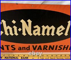 Antique Chi-namel Paint Varnish Tin Litho Sign Stout St Louis Country Store