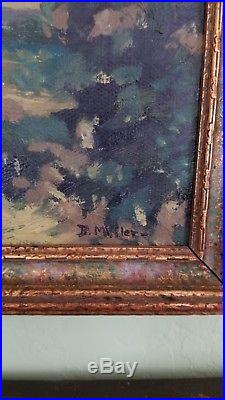 Antique Early American GEM Tonalism Plein Air Landscape Old Oil Painting Signed