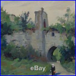 Antique French Oil Painting, Chateau of Picquigny, Picardy, Woman, Signed, 1928