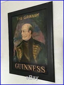 Antique GUINNESS Beer Marquis Of Granby Large English Wooden Irish Vtg Pub Sign