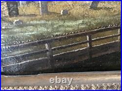 Antique Gilt framed original signed oil painting superb detail Church Yard