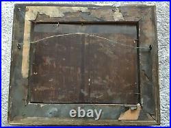 Antique Gilt framed original signed oil painting superb detail Church Yard