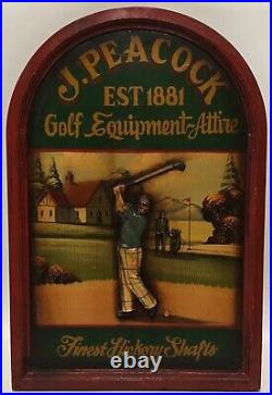 Antique J. Peacock Finest Hickory Shafts Golf Equipment Hand Painted Sign