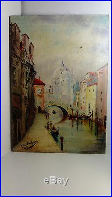 Antique Oil On Canvas Italian Scene Venice Grand Tour Signed Early 20th C