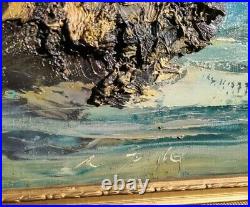 Antique Oil Painting Impasto Seascape Mid Century Vintage Abstract Ocean Beach