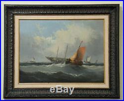 Antique Oil Painting Of Sailboats J. Ray Continental School 19th C. British