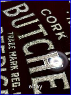 Antique Original 1900s Painted Glass Foil Butcher Boy Buffalo Rochester NY Sign