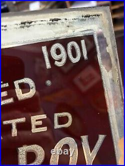 Antique Original 1900s Painted Glass Foil Butcher Boy Buffalo Rochester NY Sign