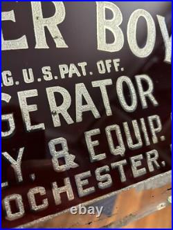 Antique Original 1900s Painted Glass Foil Butcher Boy Buffalo Rochester NY Sign