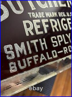 Antique Original 1900s Painted Glass Foil Butcher Boy Buffalo Rochester NY Sign