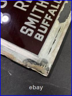 Antique Original 1900s Painted Glass Foil Butcher Boy Buffalo Rochester NY Sign