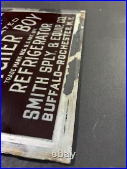 Antique Original 1900s Painted Glass Foil Butcher Boy Buffalo Rochester NY Sign