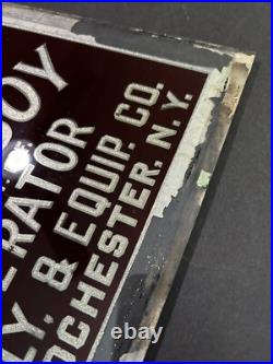 Antique Original 1900s Painted Glass Foil Butcher Boy Buffalo Rochester NY Sign