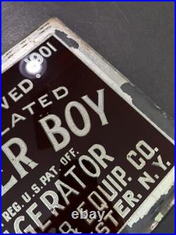 Antique Original 1900s Painted Glass Foil Butcher Boy Buffalo Rochester NY Sign