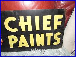Antique Original Chief Paints Double Sided Advertising Metal Sign 28 Vintage
