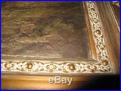 Antique Original Oil Painting on Canvas LANDSCAPE SIGNED Illegibly Vintage