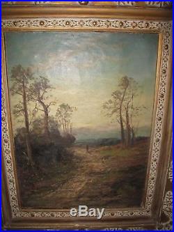 Antique Original Oil Painting on Canvas LANDSCAPE SIGNED Illegibly Vintage