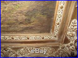 Antique Original Oil Painting on Canvas LANDSCAPE SIGNED Illegibly Vintage