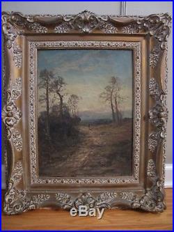 Antique Original Oil Painting on Canvas LANDSCAPE SIGNED Illegibly Vintage