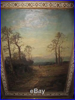 Antique Original Oil Painting on Canvas LANDSCAPE SIGNED Illegibly Vintage