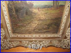 Antique Original Oil Painting on Canvas LANDSCAPE SIGNED Illegibly Vintage