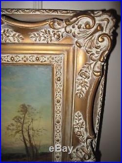 Antique Original Oil Painting on Canvas LANDSCAPE SIGNED Illegibly Vintage