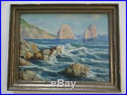 Antique Painting Small Gem Vintage Landscape Seascape Coast Sea Ocean Gianni Old