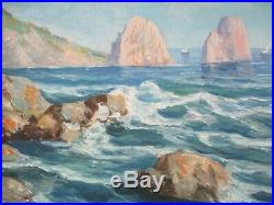 Antique Painting Small Gem Vintage Landscape Seascape Coast Sea Ocean Gianni Old