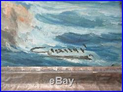 Antique Painting Small Gem Vintage Landscape Seascape Coast Sea Ocean Gianni Old