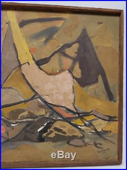 Antique Signed Vintage Mid Century Modern Abstract MCM Painting Ruth Baker