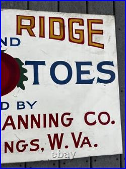 Antique VTG 1940s Hand Painted Metal Tomatoes Farm Vegetable Sign AD WV 45x25