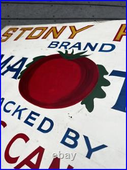 Antique VTG 1940s Hand Painted Metal Tomatoes Farm Vegetable Sign AD WV 45x25