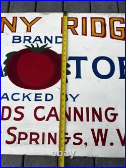 Antique VTG 1940s Hand Painted Metal Tomatoes Farm Vegetable Sign AD WV 45x25