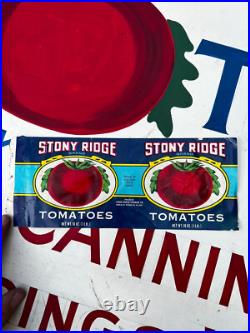 Antique VTG 1940s Hand Painted Metal Tomatoes Farm Vegetable Sign AD WV 45x25