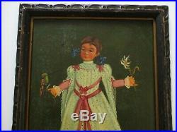 Antique Vintage Agapito Labios Oil Painting Mexico Mexican Portrait Girl Child