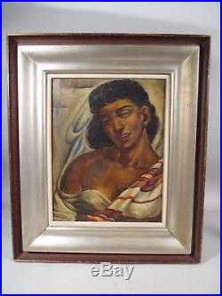 Antique Vintage Black Female Woman Ashcan Oil Painting Portrait Signed Dated'24