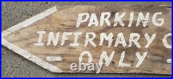 Antique Vintage Folk Art Painted Arrow Sign Parking Infirmary Const Only Gas Oil