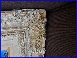Antique Vintage Gesso Wood Frame Original Oil Painting Still Life Signed