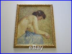 Antique Vintage Impressionist Painting Portrait Female Woman Nude Signed Ronyak