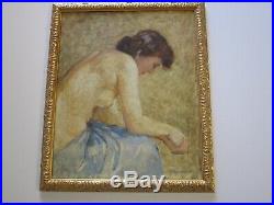 Antique Vintage Impressionist Painting Portrait Female Woman Nude Signed Ronyak