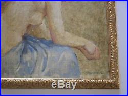 Antique Vintage Impressionist Painting Portrait Female Woman Nude Signed Ronyak