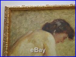 Antique Vintage Impressionist Painting Portrait Female Woman Nude Signed Ronyak