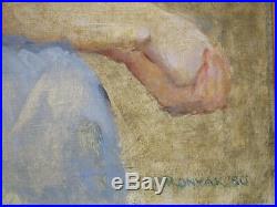 Antique Vintage Impressionist Painting Portrait Female Woman Nude Signed Ronyak