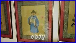 Antique Vintage Lot 3 Chinese Painting Silk Philosopher Men Signed Stamp