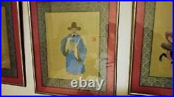 Antique Vintage Lot 3 Chinese Painting Silk Philosopher Men Signed Stamp