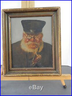 Antique Vintage Martin Browger Oil Painting Sea Sailor Portrait Signed Folk Art