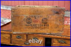Antique Vintage Martin Senour Paint Varnish Wood Crate Box Advertising Sign